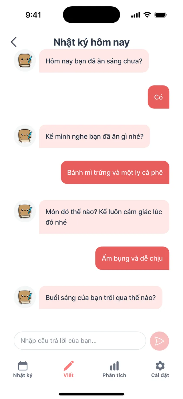 Trả lời vài câu hỏi, nhật ký tự hoàn thành